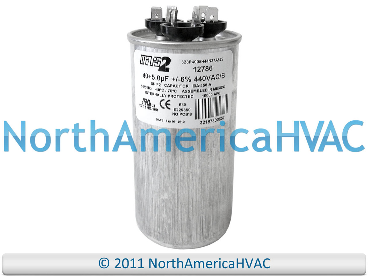 Dual Run Capacitor 40/5 MFD 440 VAC MARS 12786 FITS GENTEQ